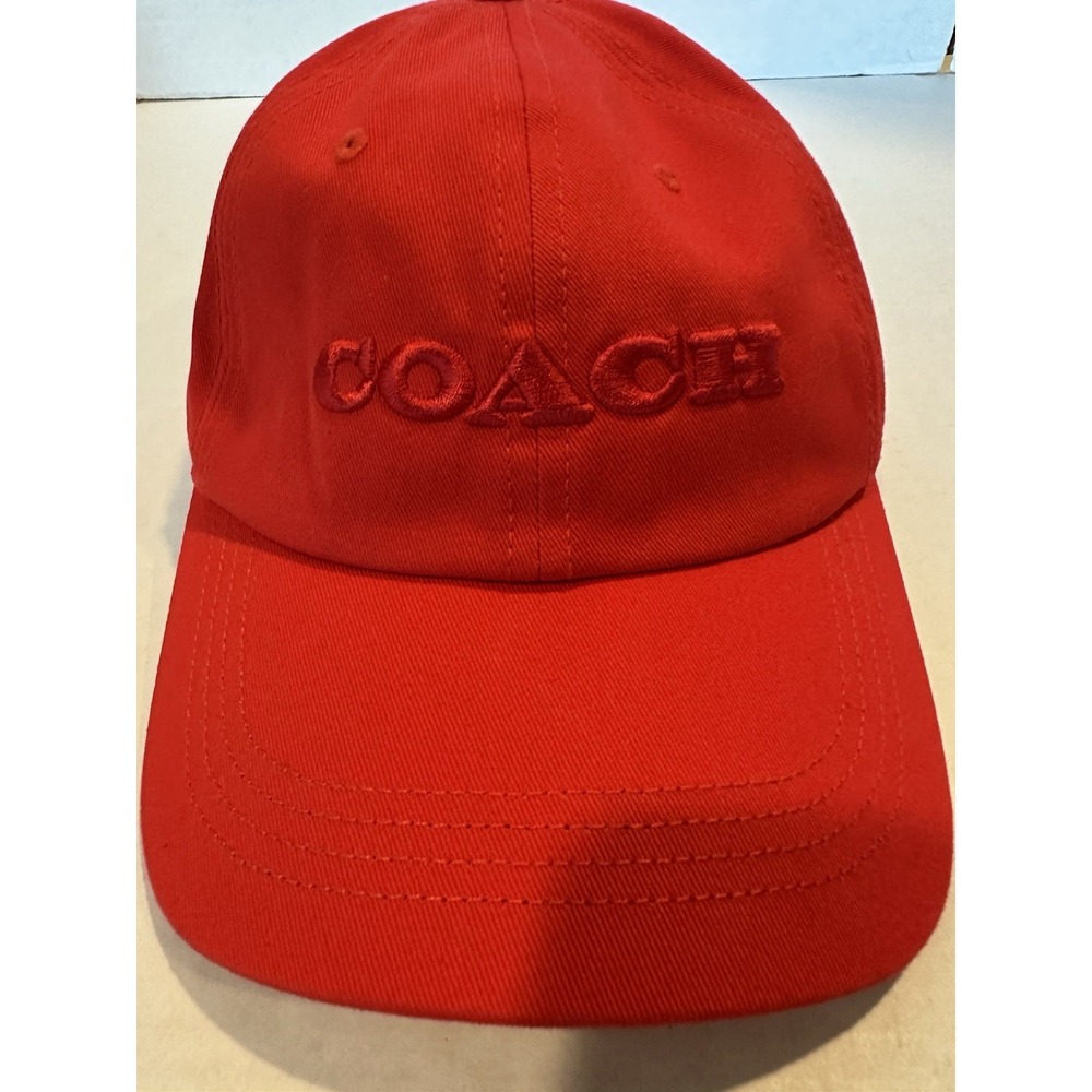 Coach Embroidered Baseball Cap Hat Red Adjustable New No Tag